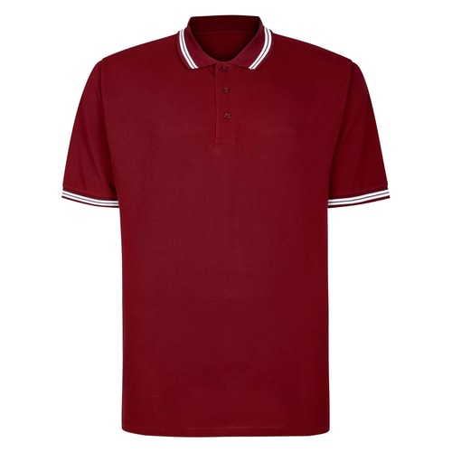 Bigdude Tipped Polo Shirt Burgundy Tall